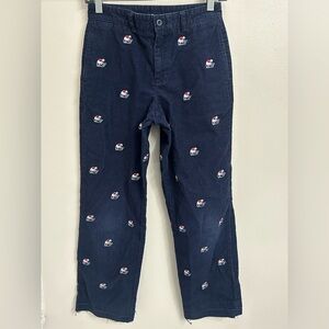 Boys 14 navy blue vineyard vines corduroy straight pants. Whale with Santa